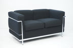 Cassina LC2 2er Sofa Le Corbusier Stoff schwarz