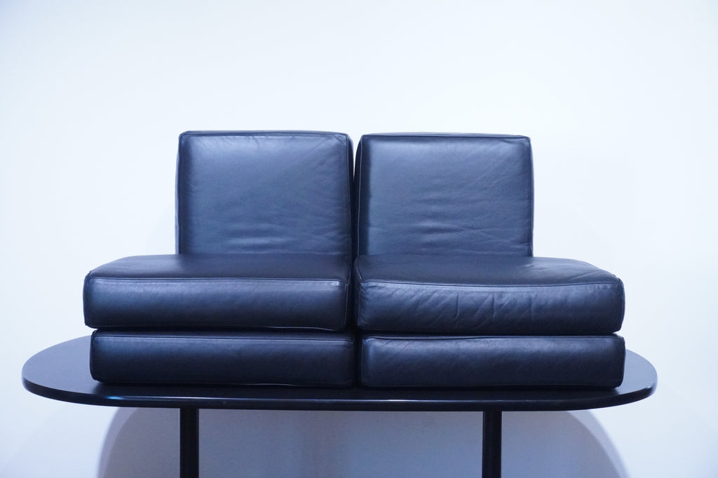 Cassina LC3 2er Sofa Kissensatz Original Daunen Leder schwarz