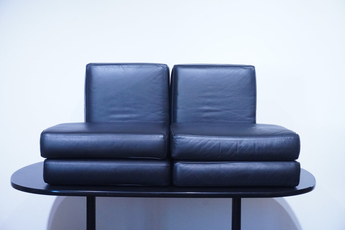Cassina LC3 2er Sofa Kissensatz Original Daunen Leder schwarz