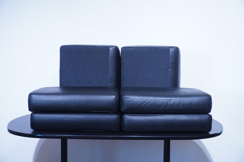 Cassina LC3 2er Sofa Kissensatz Original Daunen Leder schwarz