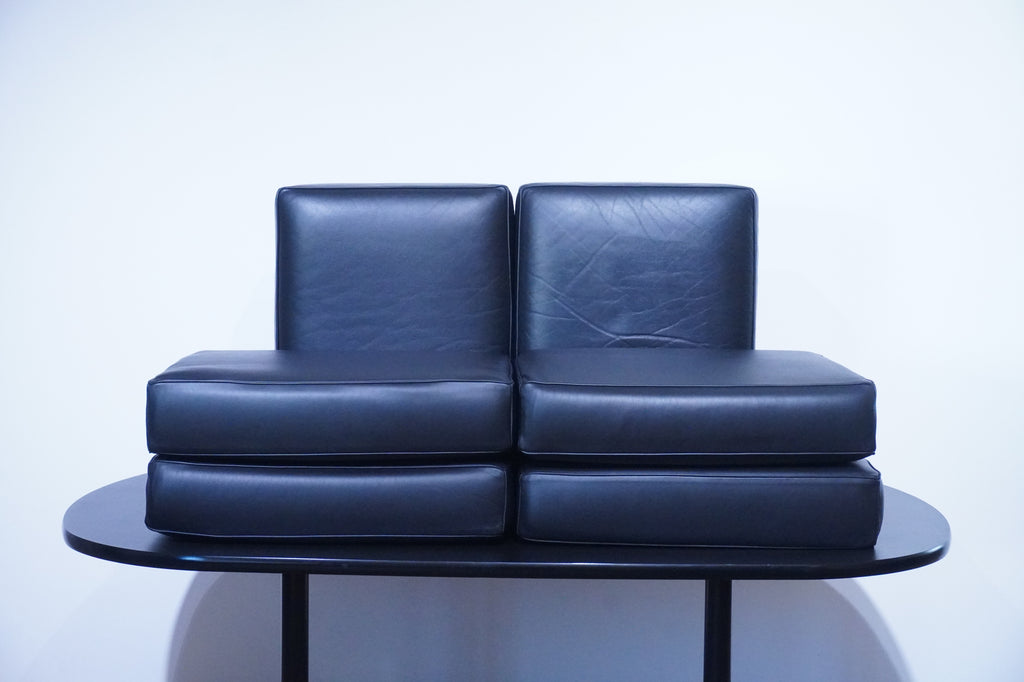 Cassina LC3 2er Sofa Kissensatz Original Schaumstoff Leder schwarz