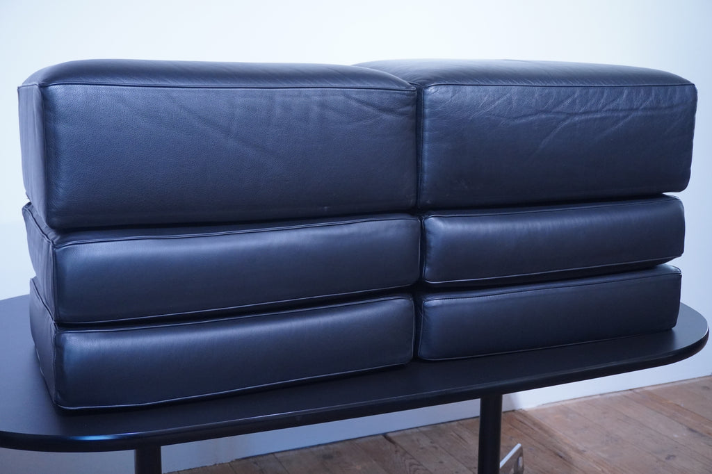 Cassina LC3 2er Sofa Kissensatz Original Schaumstoff Leder schwarz