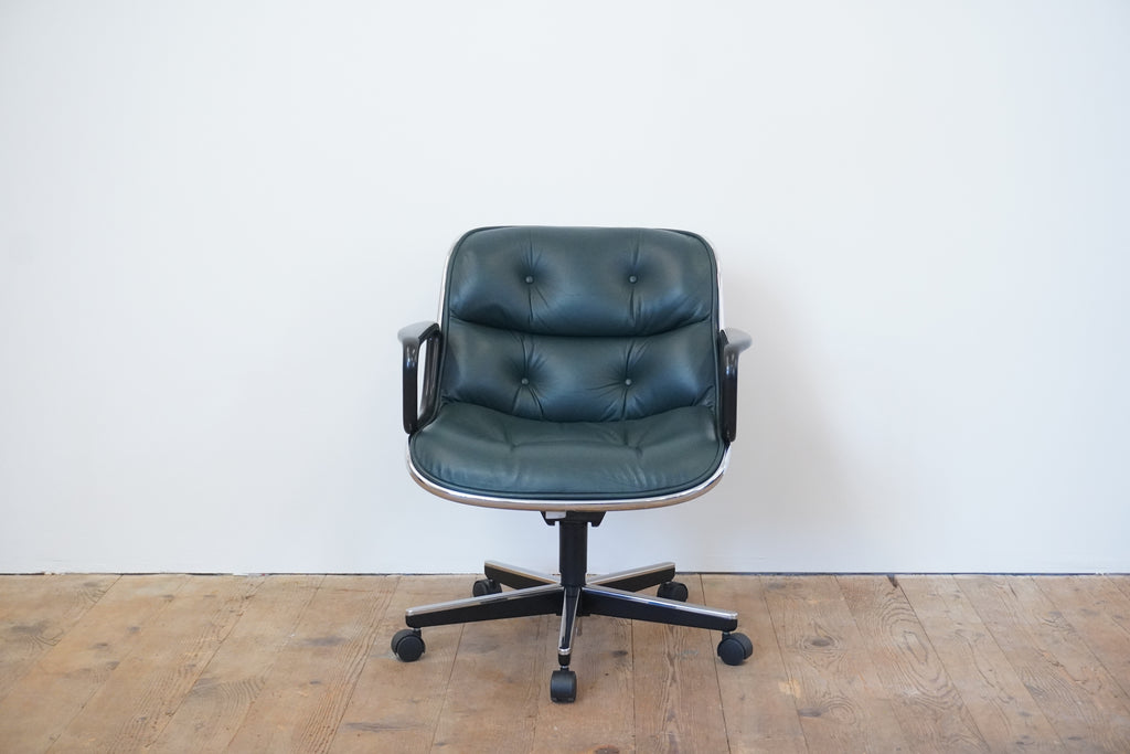 Knoll Pollock Executive Chair Leder dunkelgrün