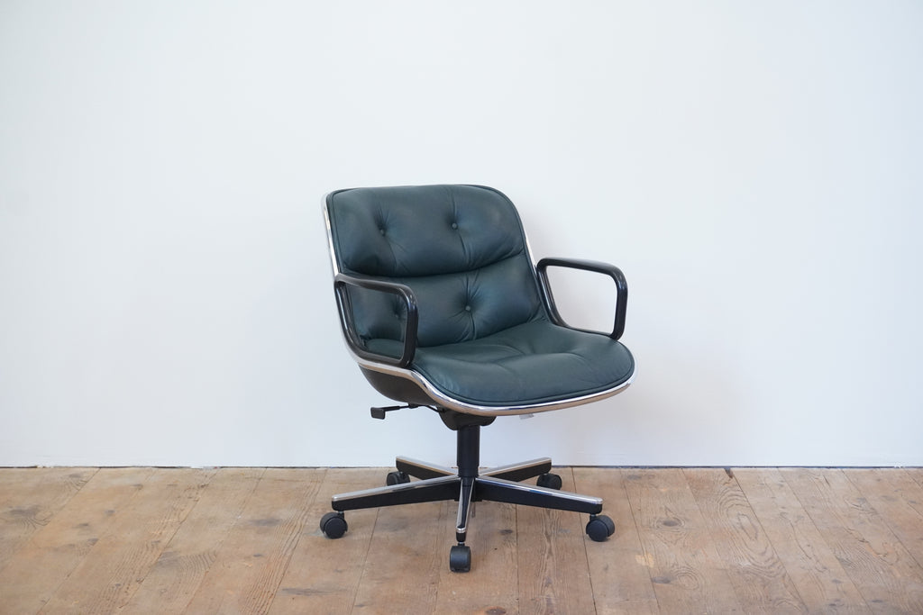 Knoll Pollock Executive Chair Leder dunkelgrün