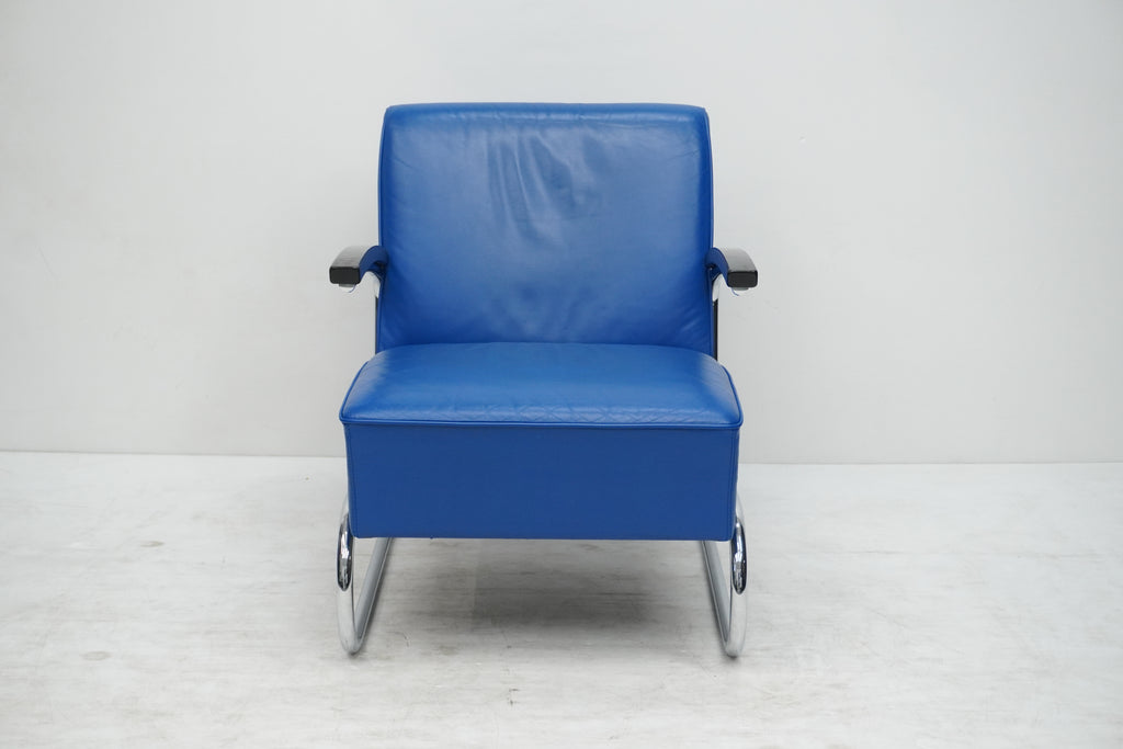 Thonet S411 Freischwinger Sessel Leder blau