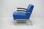Thonet S411 Freischwinger Sessel Leder blau