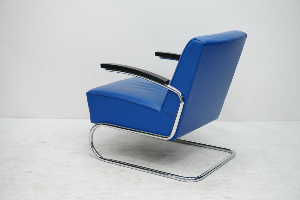 Thonet S411 Freischwinger Sessel Leder blau