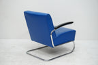 Thonet S411 Freischwinger Sessel Leder blau