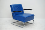 Thonet S411 Freischwinger Sessel Leder blau