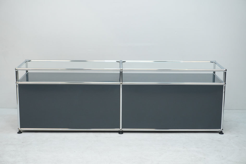 USM Haller Regal 2x1 anthrazitgrau mit Glas