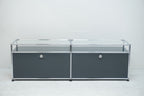 USM Haller Regal 2x1 anthrazitgrau mit Glas