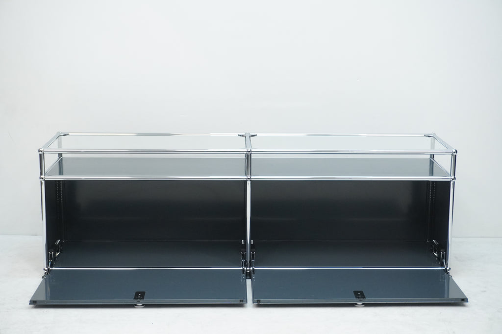 USM Haller Regal 2x1 anthrazitgrau mit Glas