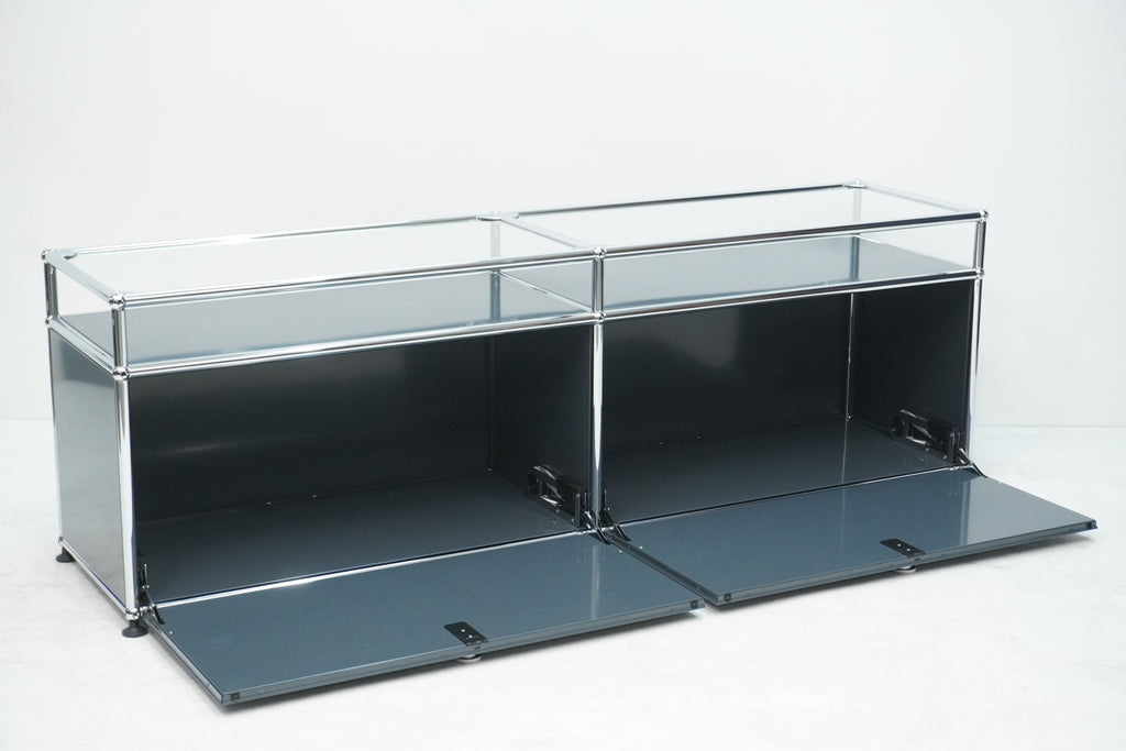 USM Haller Regal 2x1 anthrazitgrau mit Glas