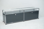 USM Haller Regal 2x1 anthrazitgrau mit Glas