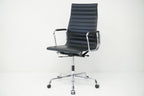 Vitra Eames Alu Chair EA119 mit hohem Rücken Leder nero