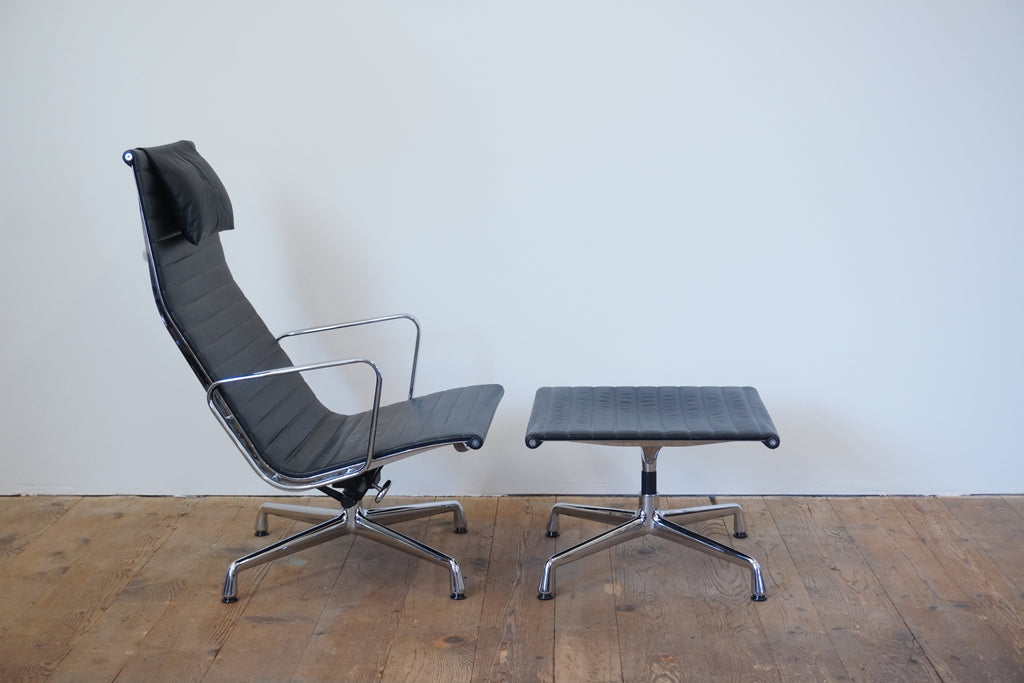 Vitra Eames Aluminium Chair Lounge EA124 & EA125 Leder schwarz