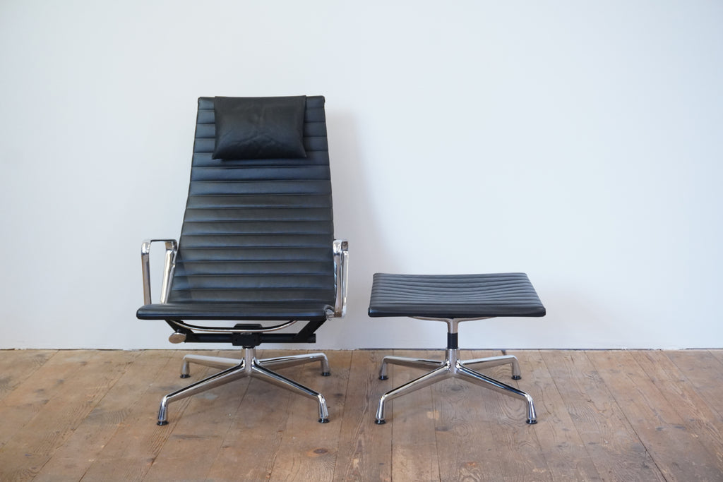 Vitra Eames Aluminium Chair Lounge EA124 & EA125 Leder schwarz