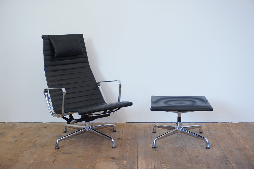Vitra Eames Aluminium Chair Lounge EA124 & EA125 Leder schwarz