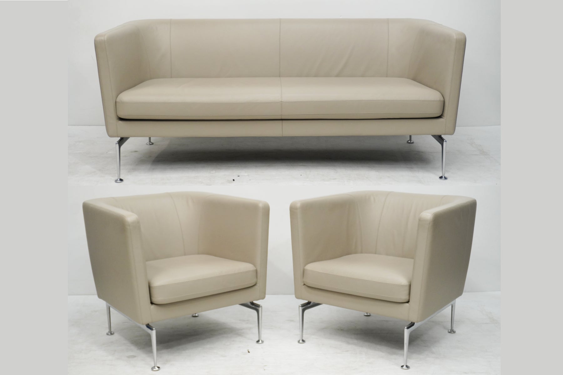 Vitra Suita Armchair Sofa Set Leder sand