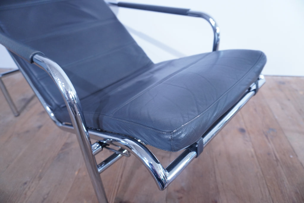 Zanotta Genni Lounge Chair Leder dunkelgrau